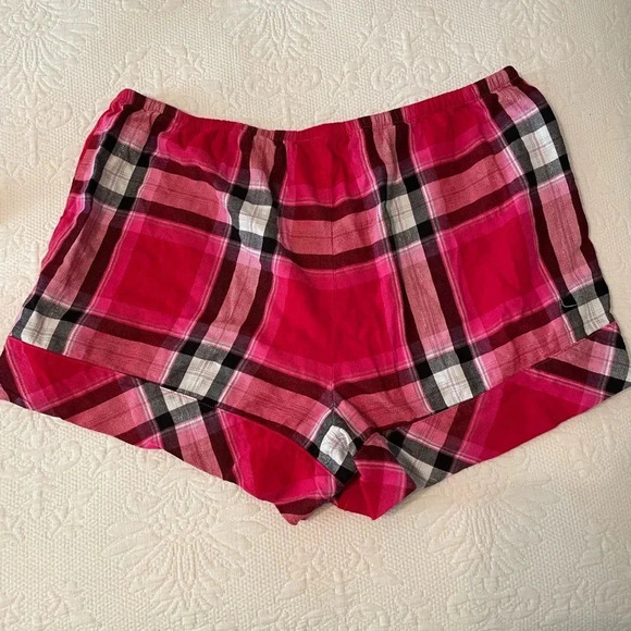 Victoria Secret Pink Plaid Pajama Set Top and Shorts Medium EUC Soft Sexy - Picture 5 of 13